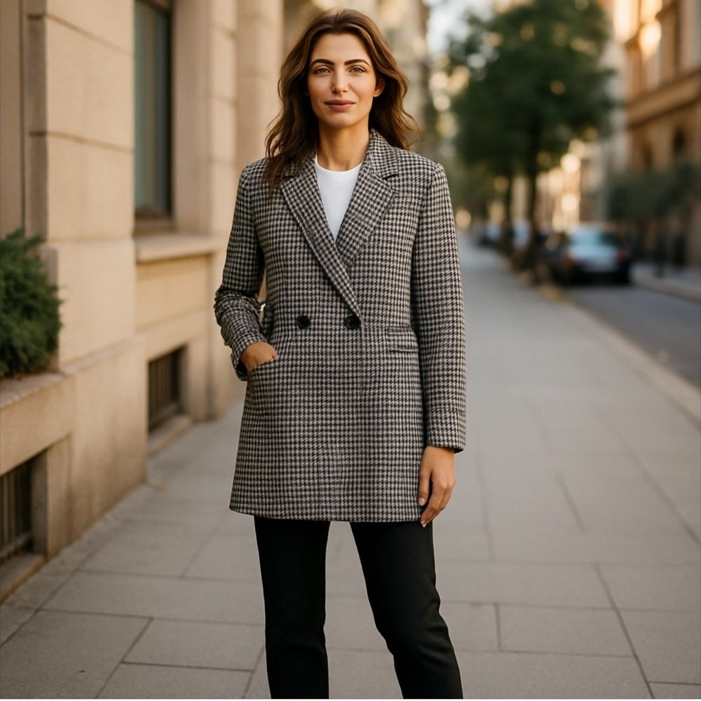 Sanctuary Blazer Longline Carlton sz Medium Houndstooth Print